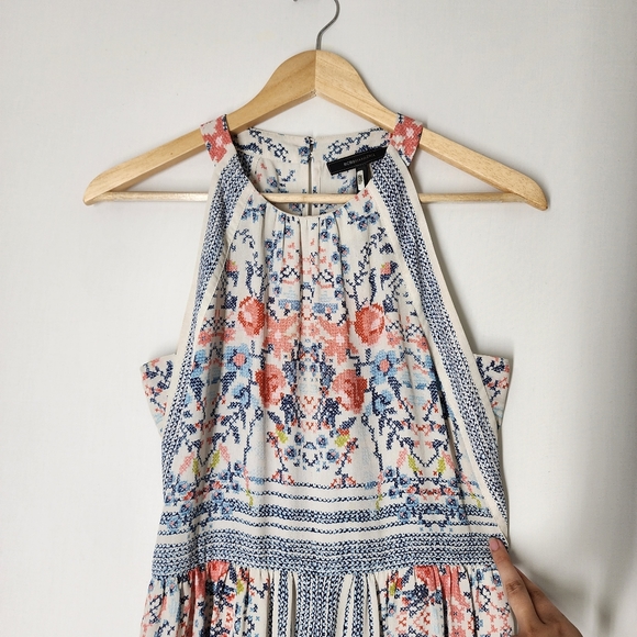 BCBGMaxazria Cambria Geometric Patterned Floral Sleeveless Dress Size 4 - Picture 3 of 9